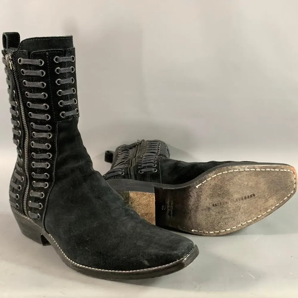 HAIDER ACKERMANN FW2016 Size 9 Black Suede Zippers Boots